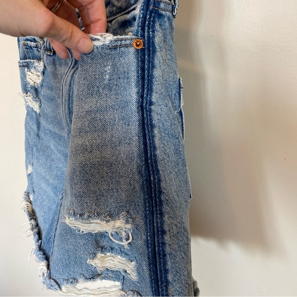 Abercrombie & Fitch Zoe Natural Rise A-Line Jean Skirt Distressed Denim 26 2 - Picture 3 of 6
